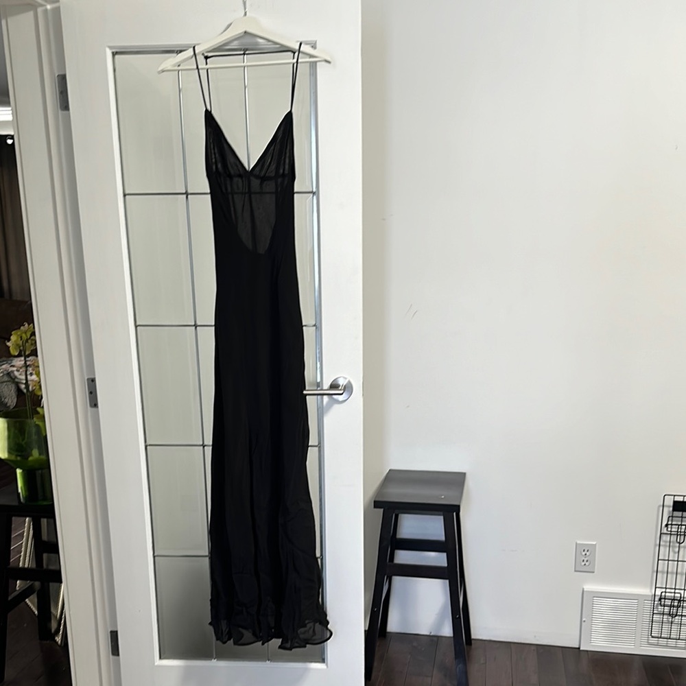 Zara Elegant Black Sheer Maxi Dress xs nwt